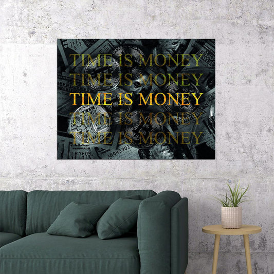 Time Is Money Pop Art Poster Graffiti Street Art Wealth Motivational Quote Modern Print - xonomax