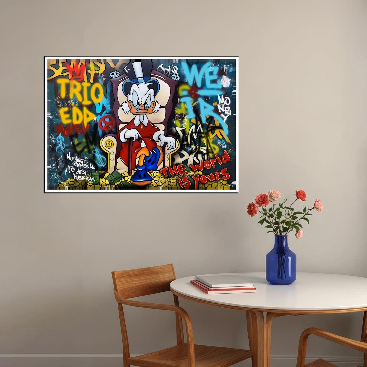 Scrooge McDuck Trio Pop Art Poster Graffiti Street Art Rich Cartoon Character Money Modern Print