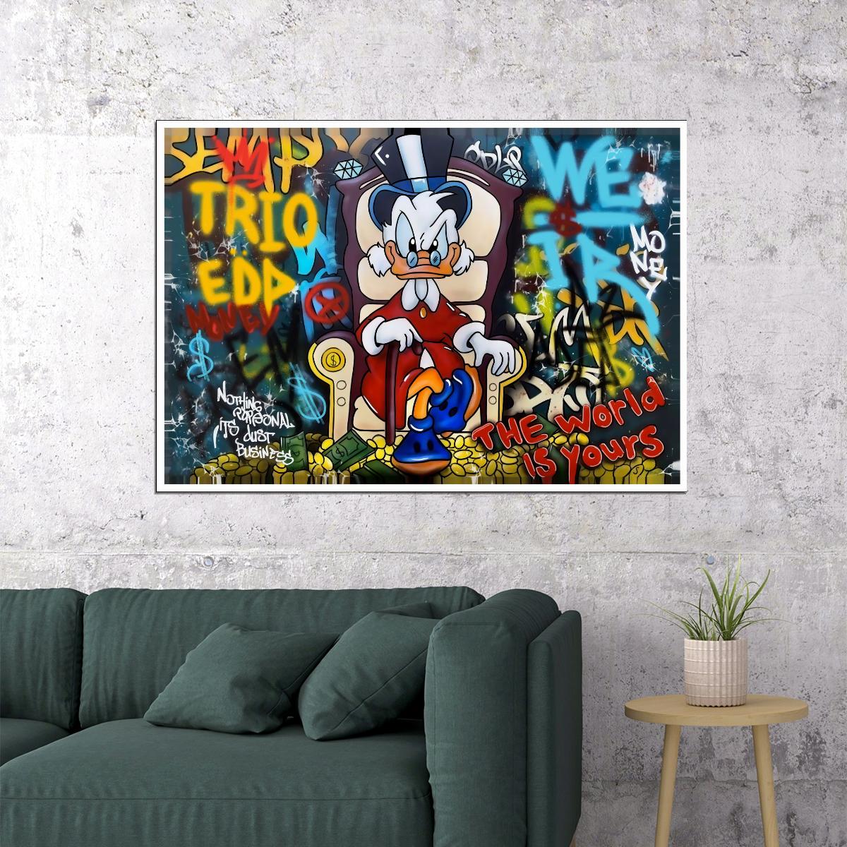 Scrooge McDuck Trio Pop Art Poster Graffiti Street Art Rich Cartoon Character Money Modern Print