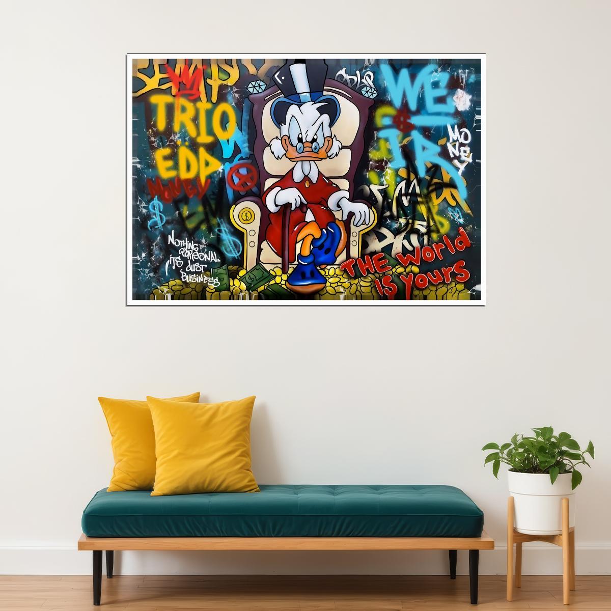 Scrooge McDuck Trio Pop Art Poster Graffiti Street Art Rich Cartoon Character Money Modern Print
