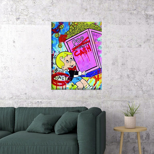 Richie Rich Pop Art Poster Graffiti Street Art Money Safe Cash Cartoon Wealth Modern Print - xonomax
