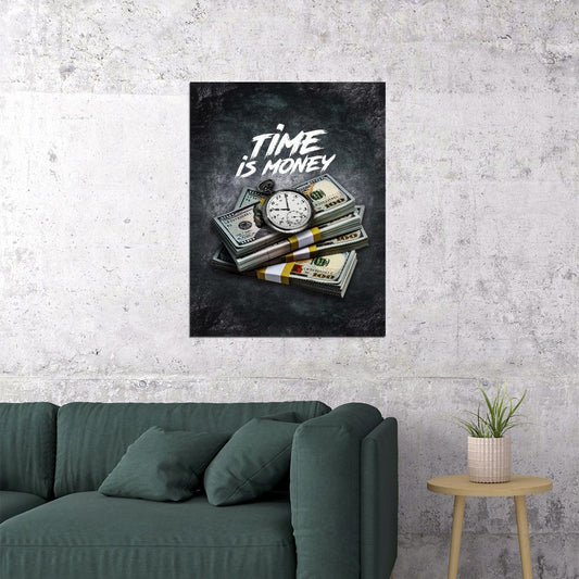Time Is Money Cash Pop Art Poster Graffiti Street Art Wealth Clock Modern Motivational Print - xonomax