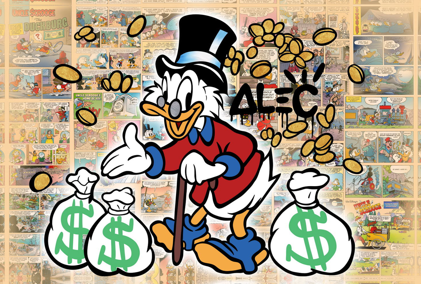 Scrooge McDuck Money Pop Art Poster Graffiti Street Art Wealth Cartoon Rich Life Modern Print