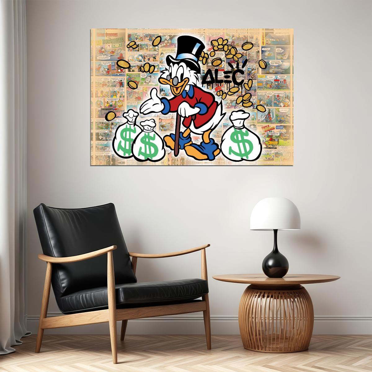 Scrooge McDuck Money Pop Art Poster Graffiti Street Art Wealth Cartoon Rich Life Modern Print