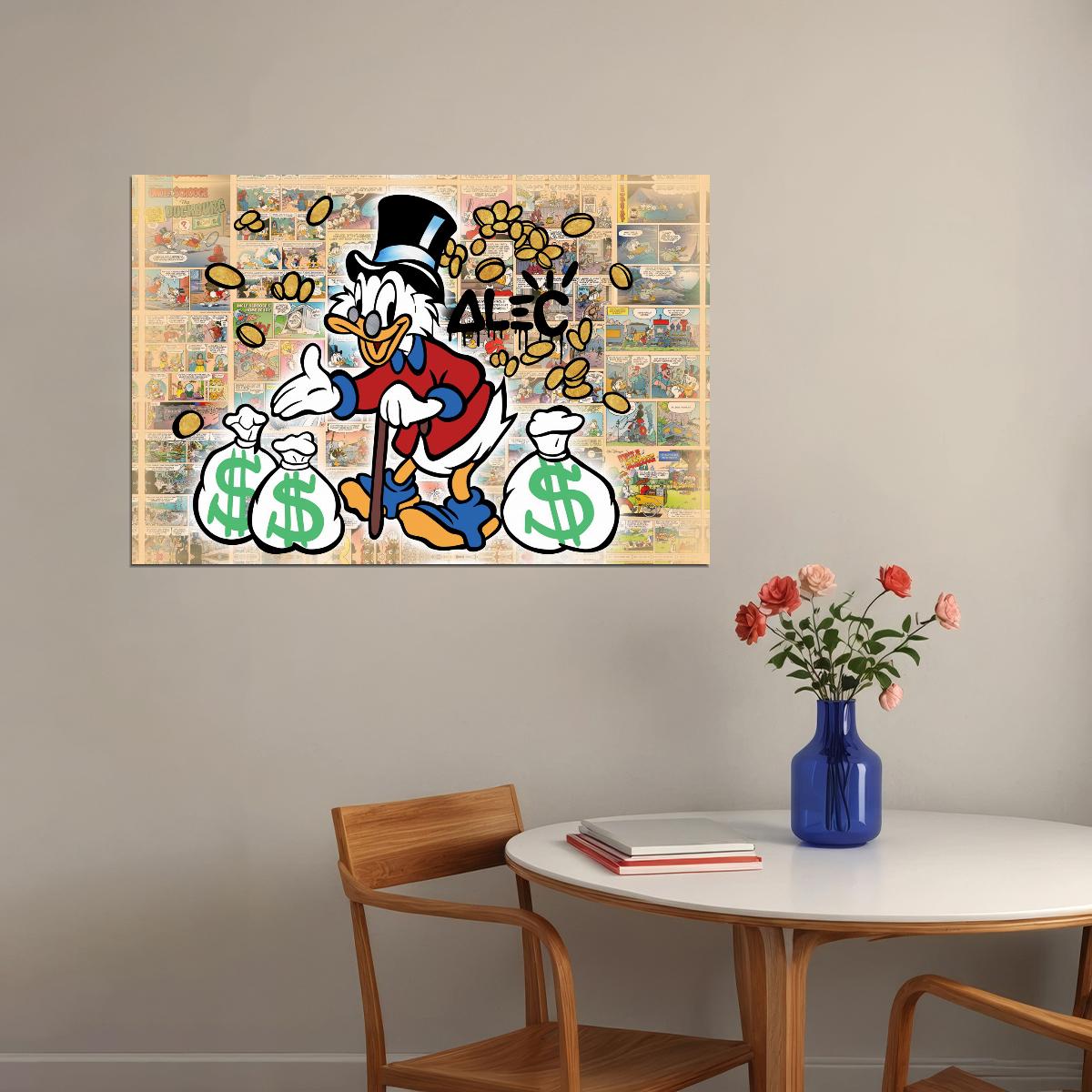Scrooge McDuck Money Pop Art Poster Graffiti Street Art Wealth Cartoon Rich Life Modern Print