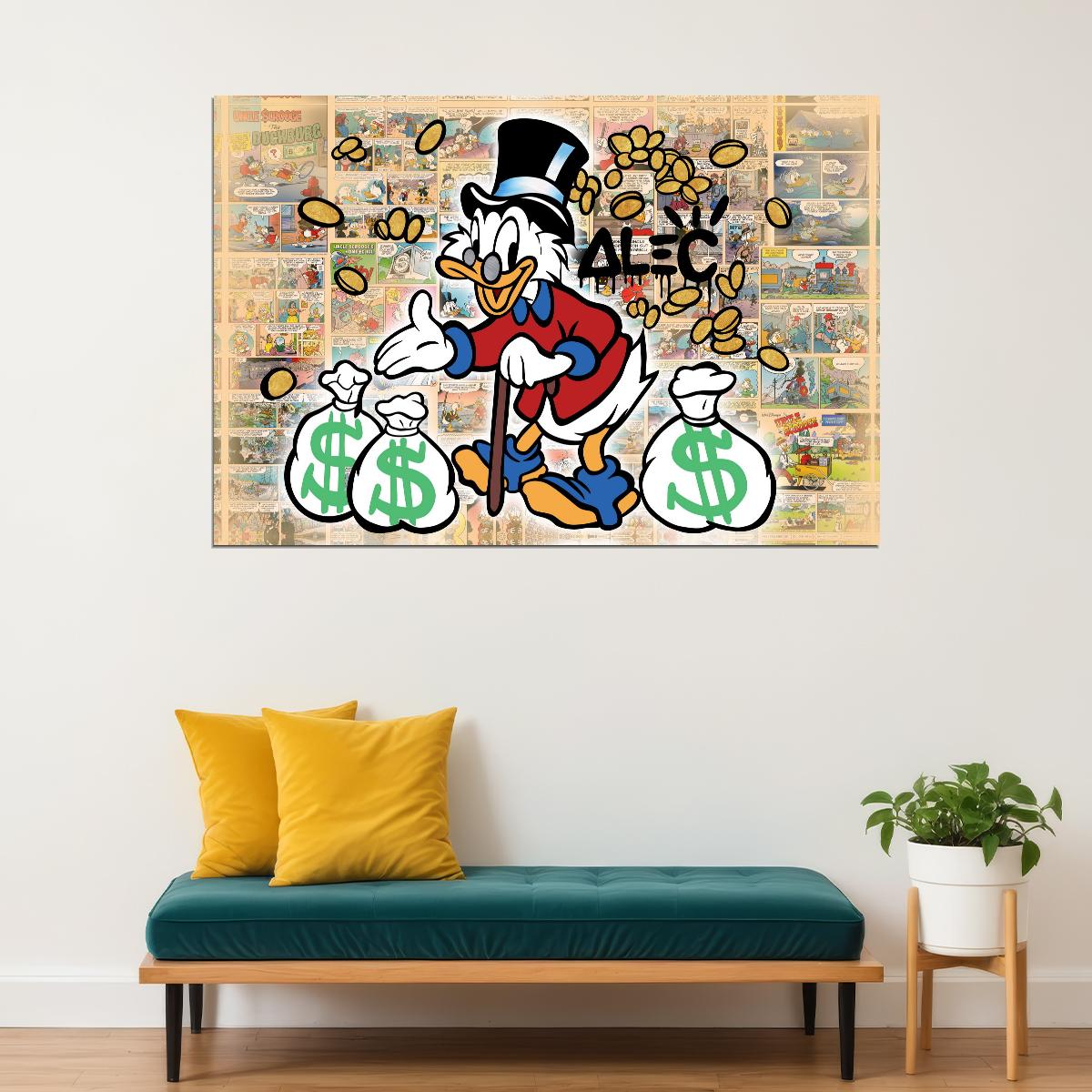 Scrooge McDuck Money Pop Art Poster Graffiti Street Art Wealth Cartoon Rich Life Modern Print