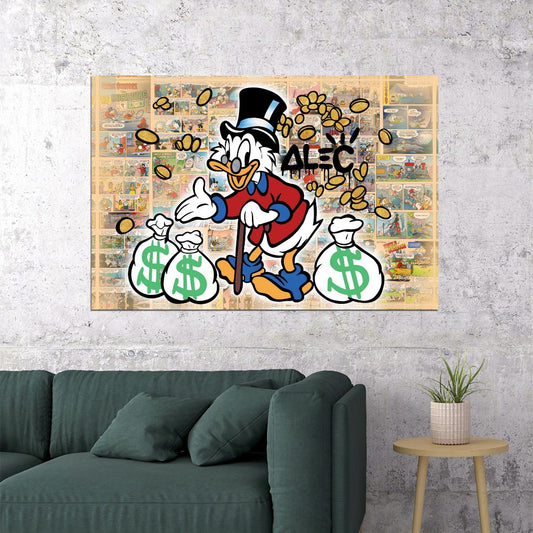 Scrooge McDuck Money Pop Art Poster Graffiti Street Art Wealth Cartoon Rich Life Modern Print - xonomax