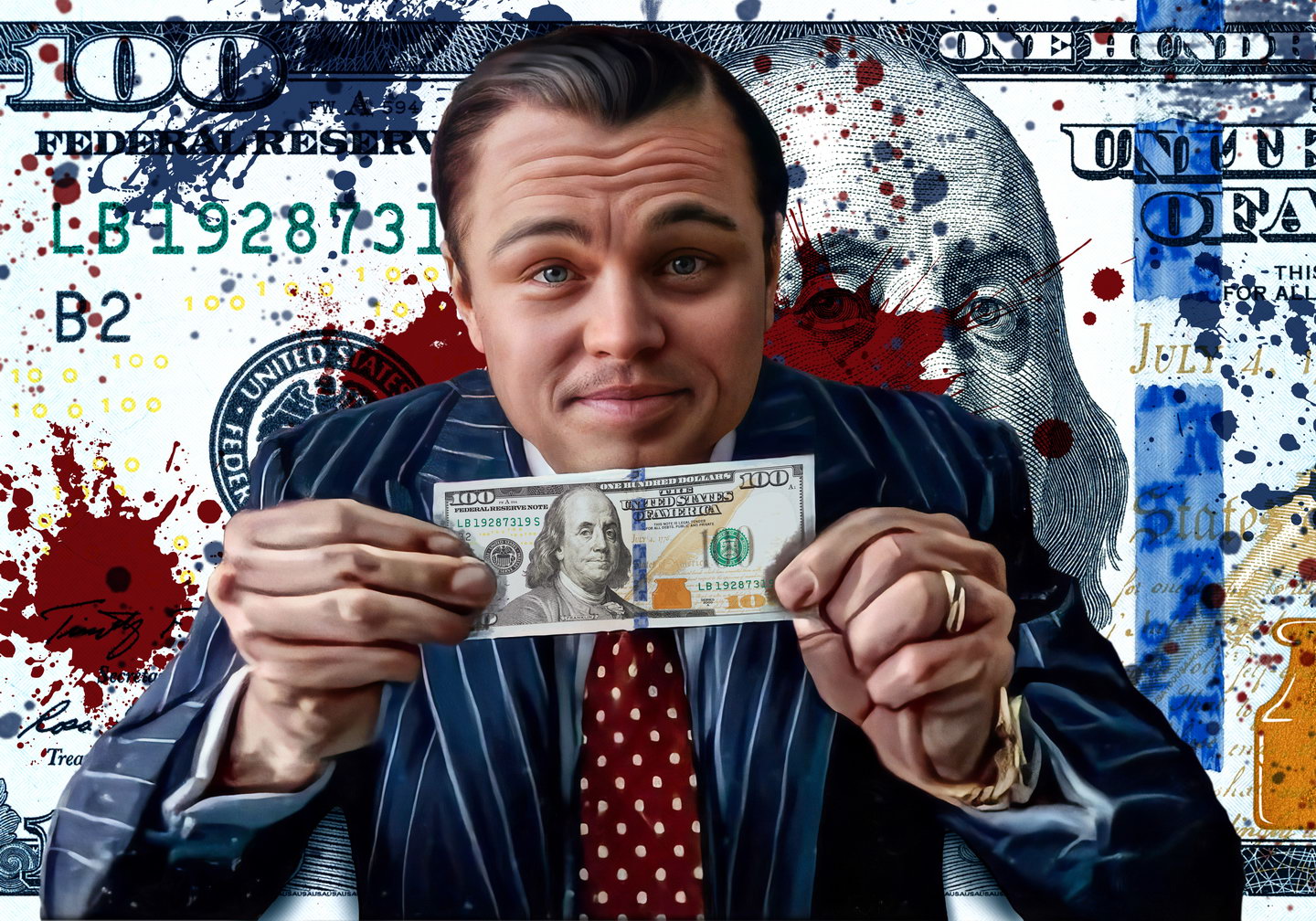 Wolf of Wall Street Money Pop Art Poster Graffiti Street Art Leonardo DiCaprio Financial Wealth Print - xonomax