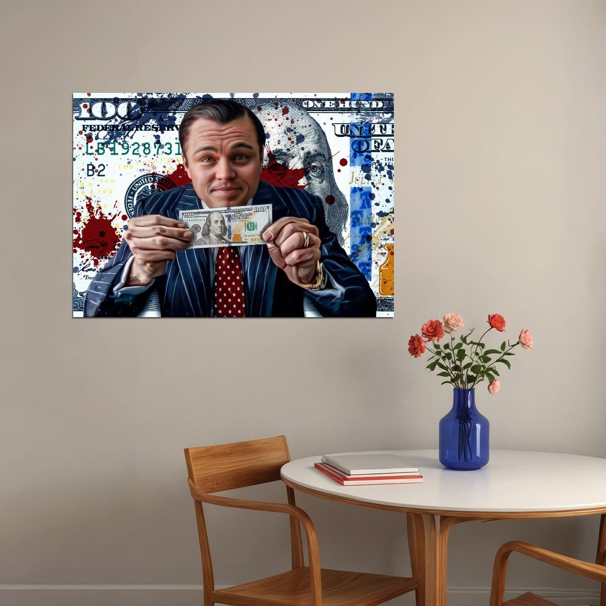 Wolf of Wall Street Money Pop Art Poster Graffiti Street Art Leonardo DiCaprio Financial Wealth Print - xonomax