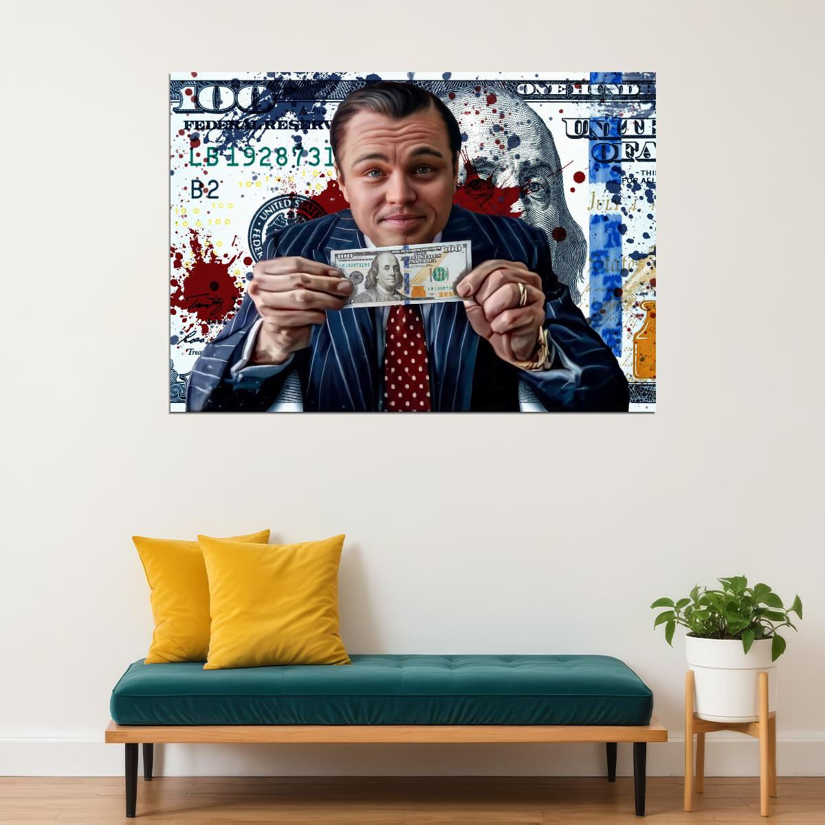 Wolf of Wall Street Money Pop Art Poster Graffiti Street Art Leonardo DiCaprio Financial Wealth Print - xonomax