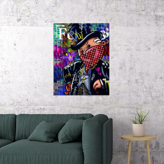 Gangster Monopoly Pop Art Poster Graffiti Street Art Money Rich Lifestyle Cartoon Modern Print - xonomax