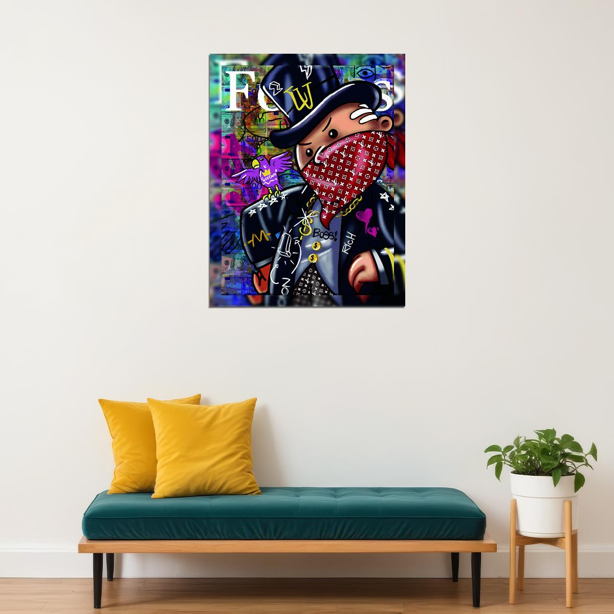 Gangster Monopoly Pop Art Poster Graffiti Street Art Money Rich Lifestyle Cartoon Modern Print