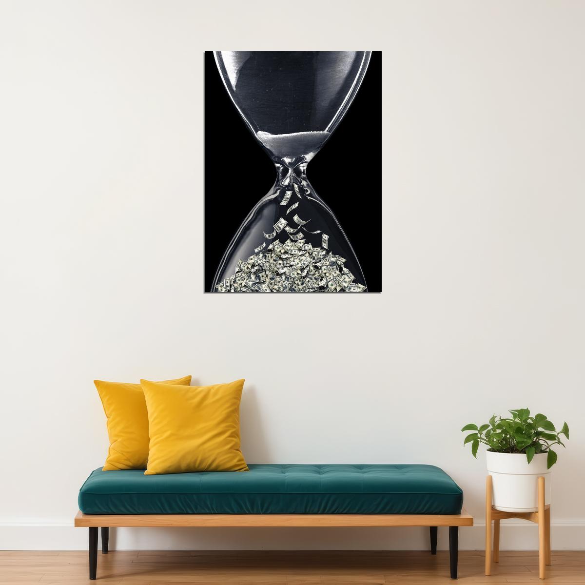 Diamonds in Hourglass Pop Art Poster Graffiti Street Art Wealth Time Is Money Artistic Modern Print - xonomax