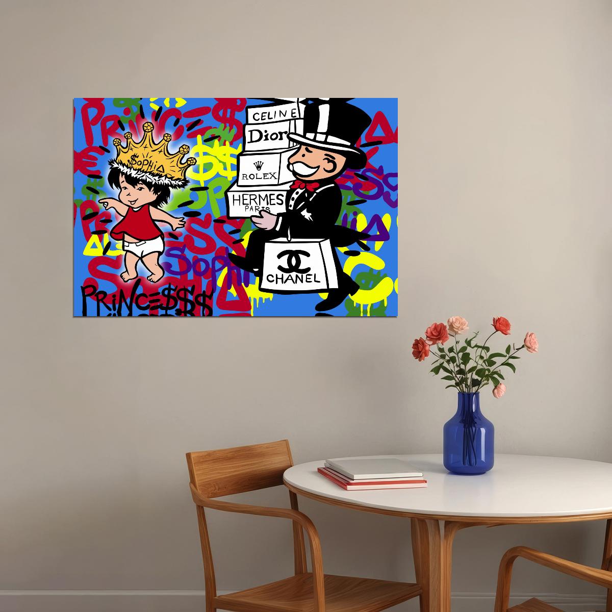 Luxury Shopping Cartoon Pop Art Poster Graffiti Rich Lifestyle Hermes Chanel Dior Artistic Print - xonomax