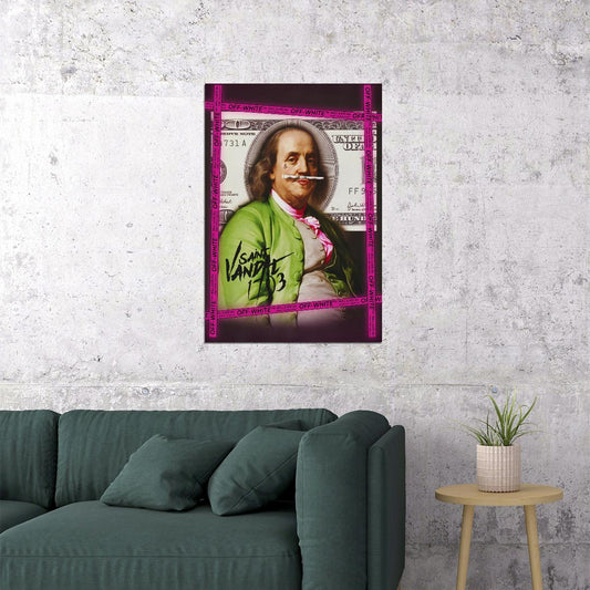 Benjamin Franklin Pop Art Poster Graffiti Rich Artistic Vandal Hustle Modern Wealth Print - xonomax