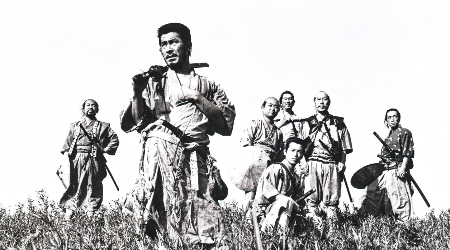 Seven Samurai Movie Poster 1954 Iconic Akira Kurosawa Classic Japanese Film Black and White Wall Art Print - xonomax