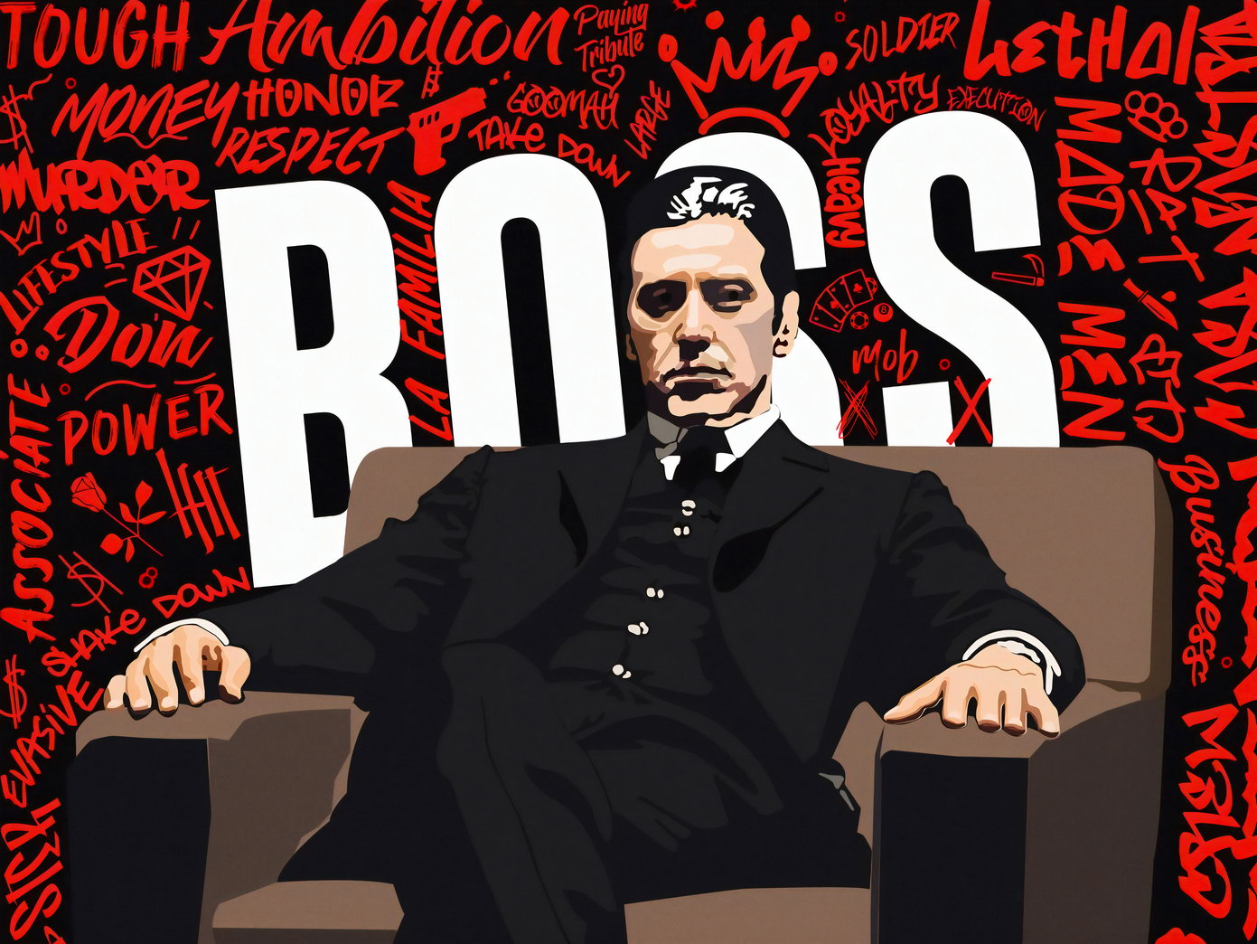 The Godfather Movie Poster Al Pacino as Michael Corleone Boss Art Print - xonomax