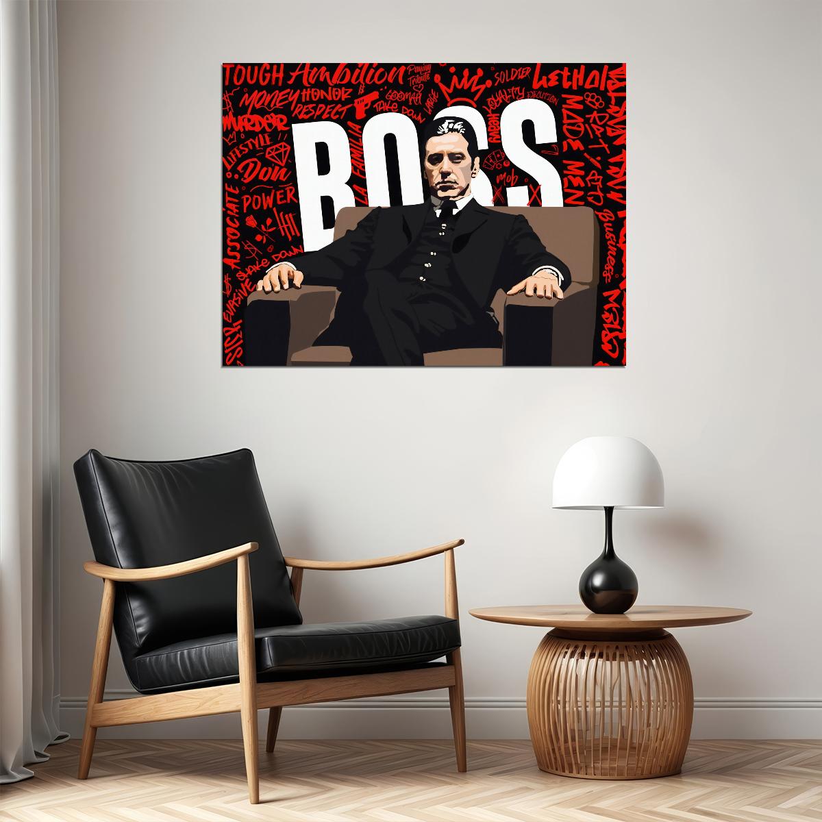 The Godfather Movie Poster Al Pacino as Michael Corleone Boss Art Print - xonomax