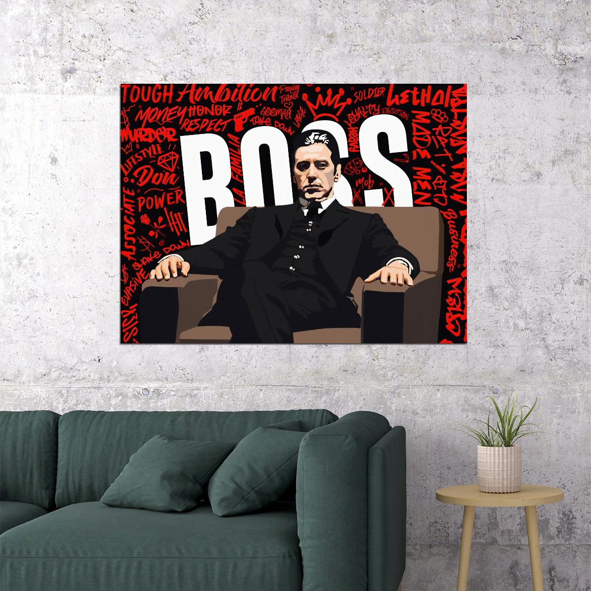 The Godfather Movie Poster Al Pacino as Michael Corleone Boss Art Print - xonomax