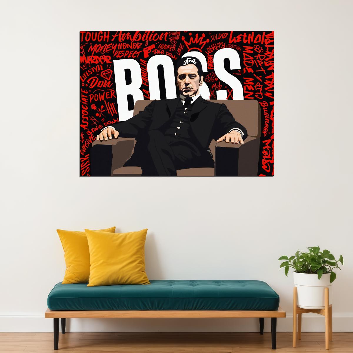 The Godfather Movie Poster Al Pacino as Michael Corleone Boss Art Print - xonomax