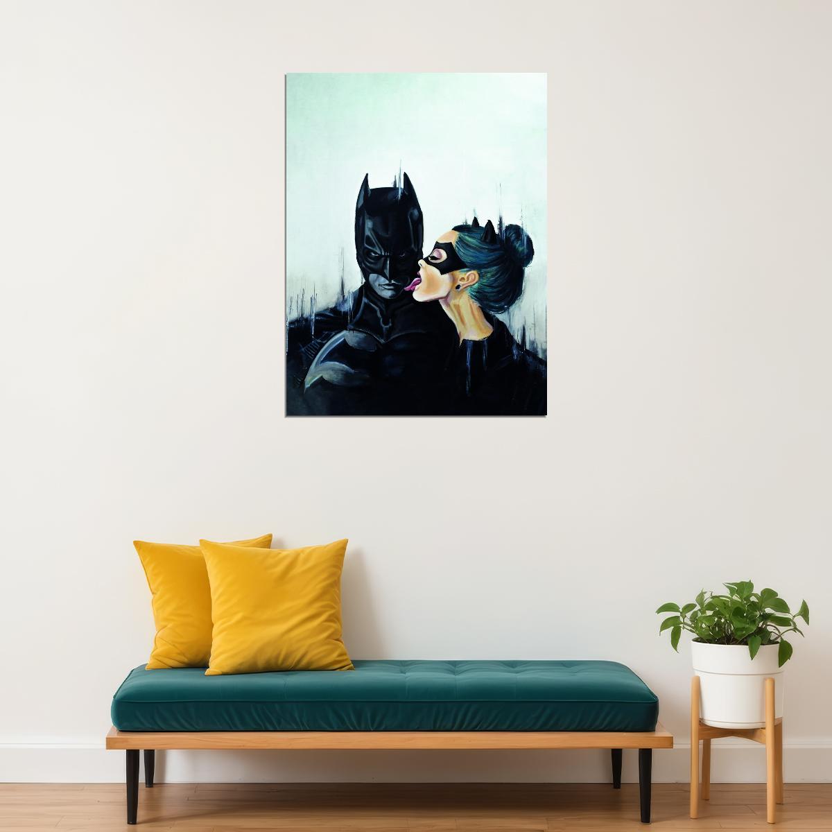 Batman and Catwoman Poster Iconic Superhero Art Dark Knight Lovers Wall Print - xonomax