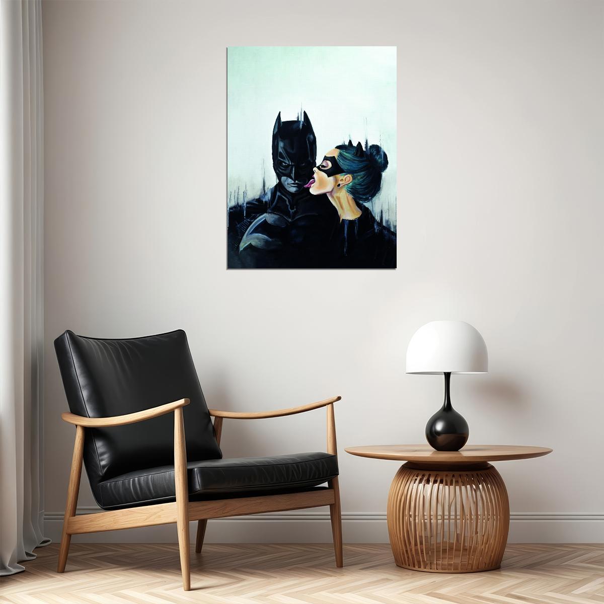 Batman and Catwoman Poster Iconic Superhero Art Dark Knight Lovers Wall Print - xonomax