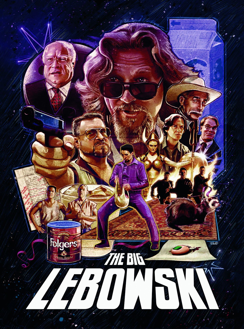 The Big Lebowski 1998 Movie Poster Iconic Comedy Cult Classic Film Wall Art - xonomax