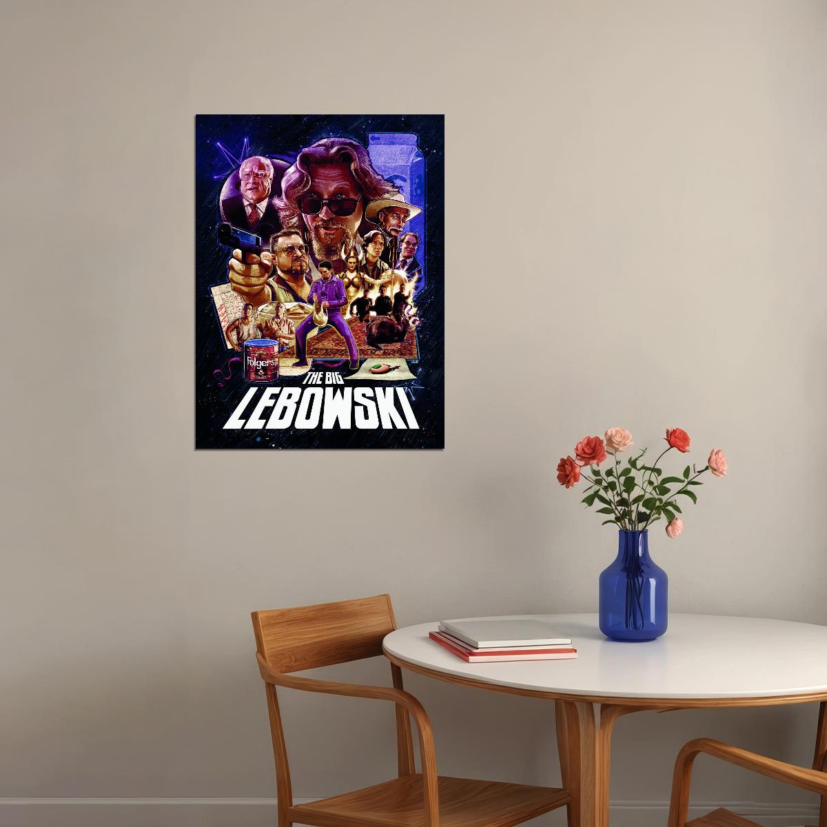 The Big Lebowski 1998 Movie Poster Iconic Comedy Cult Classic Film Wall Art - xonomax