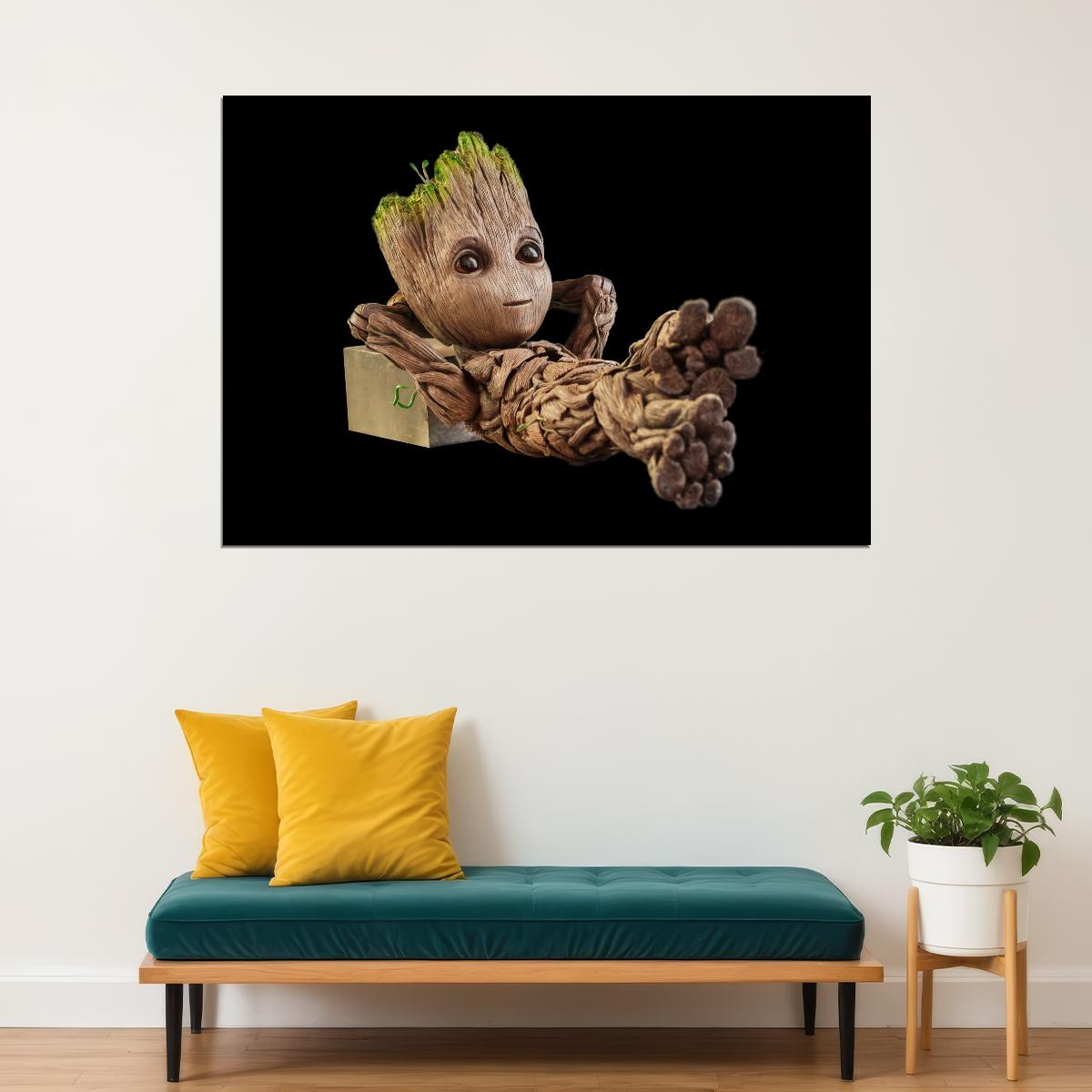 Baby Groot Guardians of the Galaxy Poster Cute Marvel Character Wall Art - xonomax