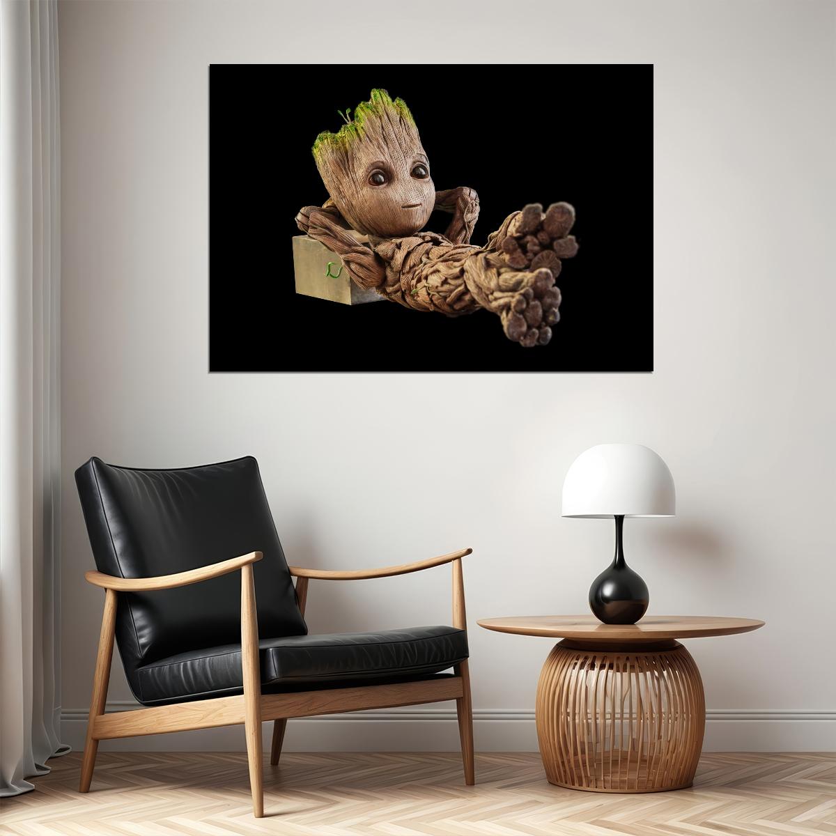 Baby Groot Guardians of the Galaxy Poster Cute Marvel Character Wall Art - xonomax