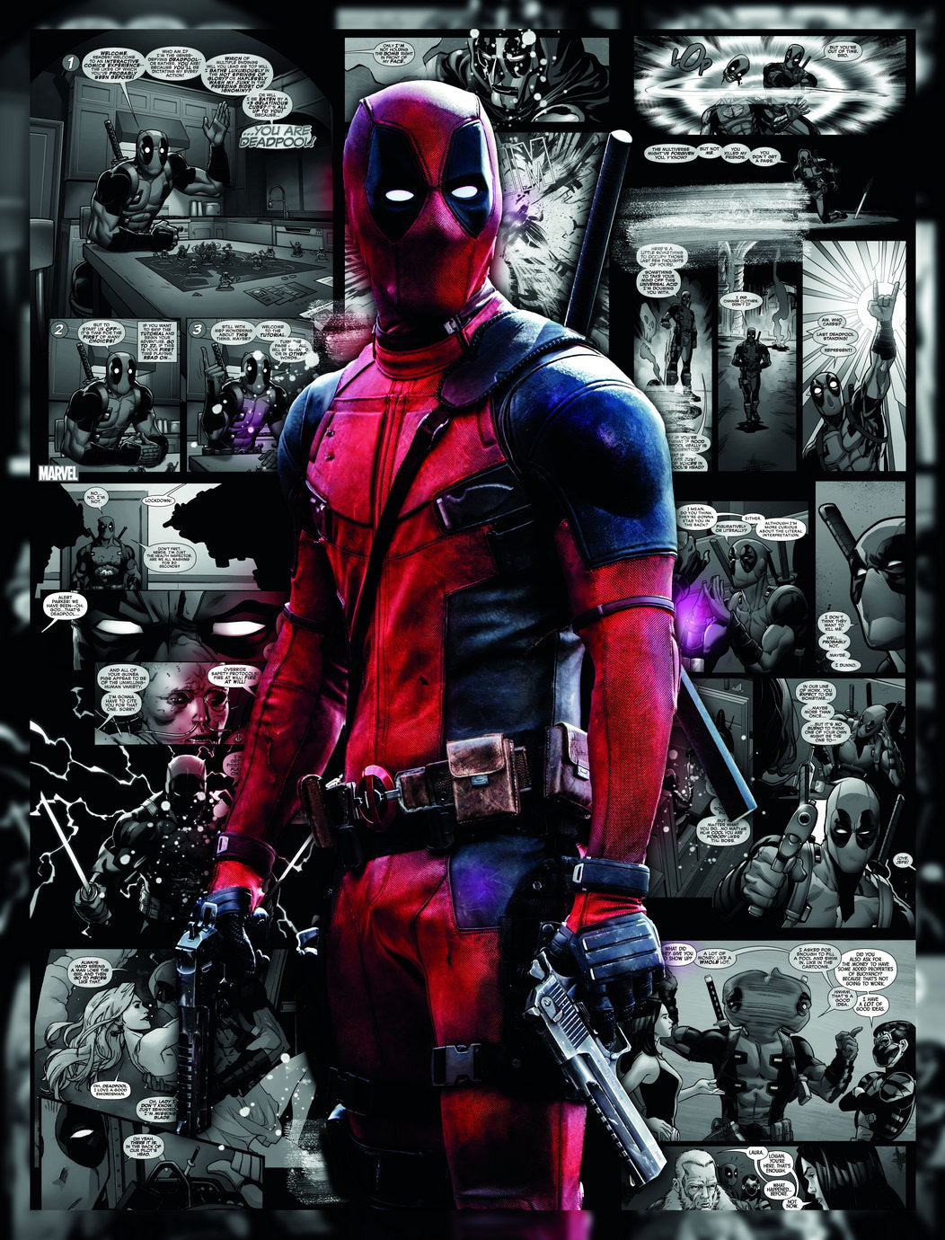 Deadpool 2016 Movie Poster Iconic Marvel Antihero Merc with a Mouth Wall Art - xonomax