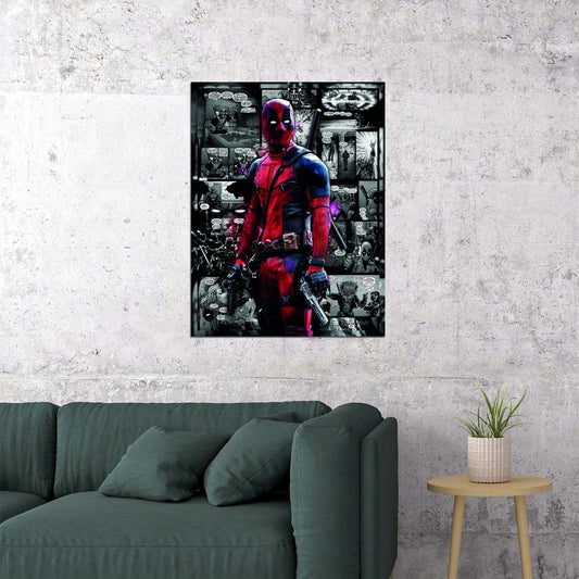Deadpool 2016 Movie Poster Iconic Marvel Antihero Merc with a Mouth Wall Art - xonomax