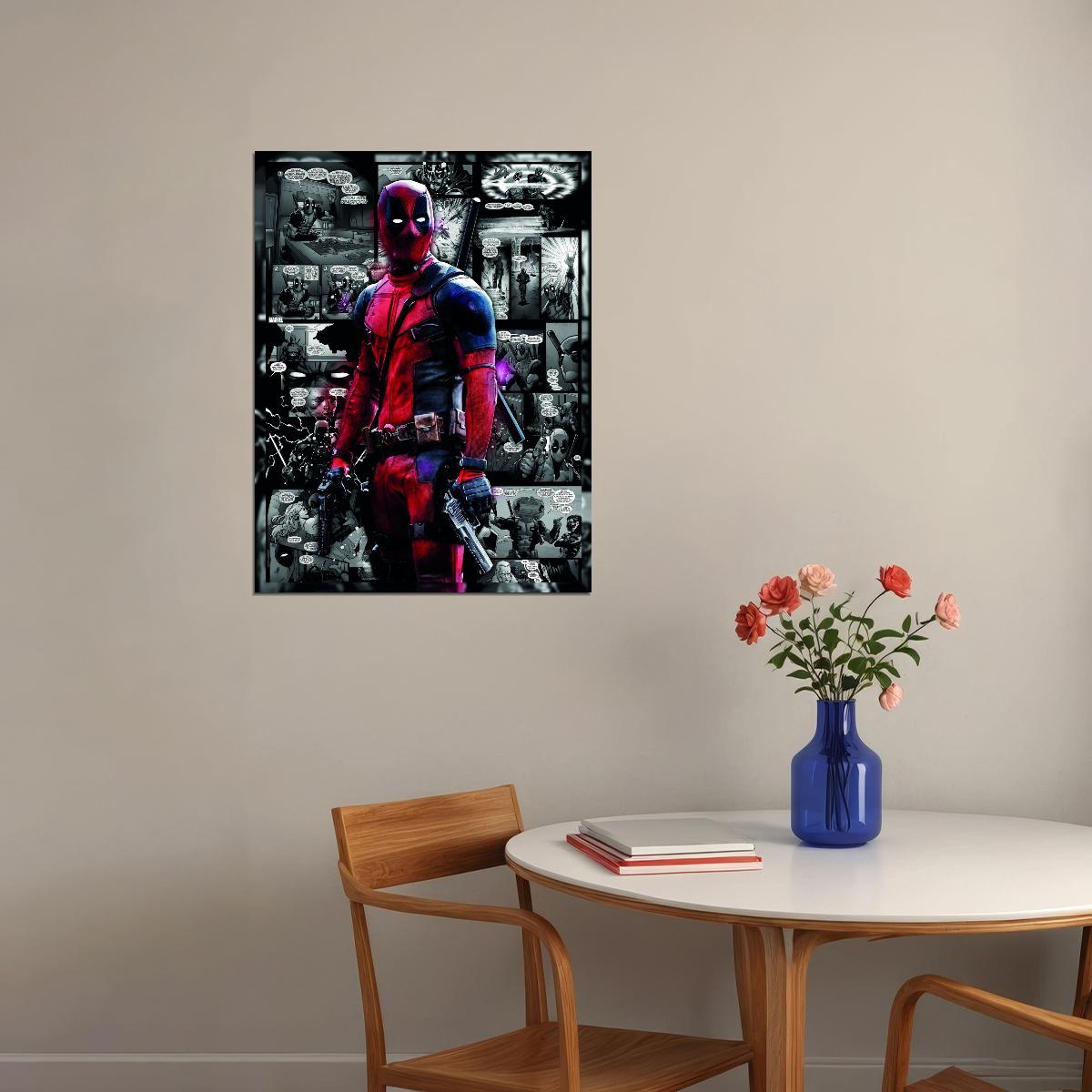 Deadpool 2016 Movie Poster Iconic Marvel Antihero Merc with a Mouth Wall Art - xonomax