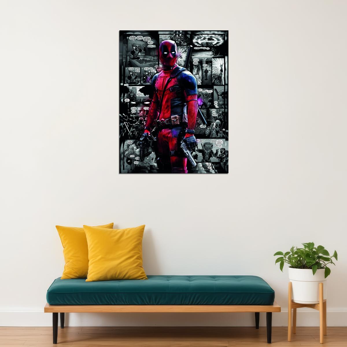 Deadpool 2016 Movie Poster Iconic Marvel Antihero Merc with a Mouth Wall Art - xonomax