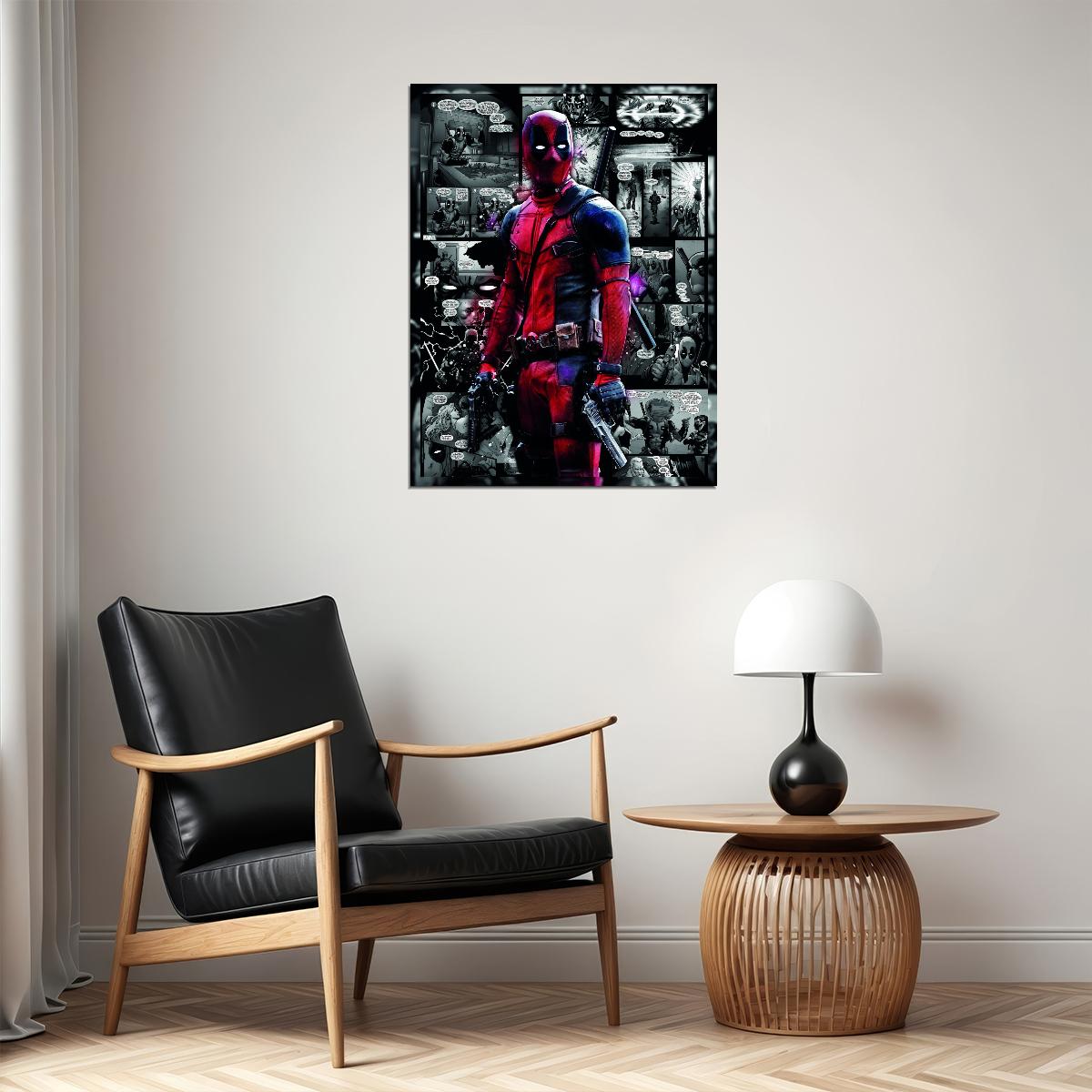 Deadpool 2016 Movie Poster Iconic Marvel Antihero Merc with a Mouth Wall Art - xonomax