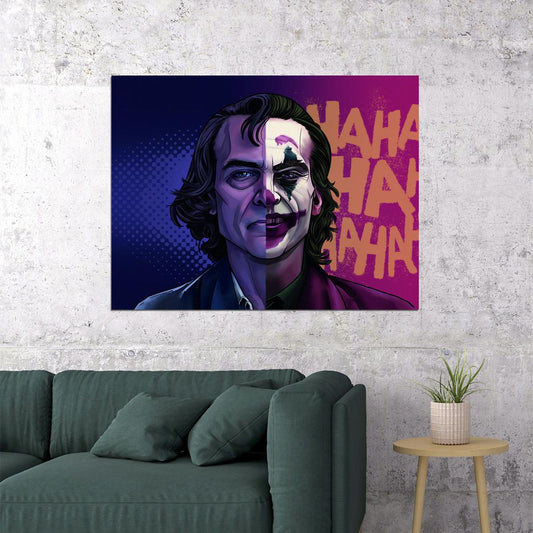 Joker 2019 Joaquin Phoenix Poster Iconic DC Villain Laugh Artwork Wall Print - xonomax