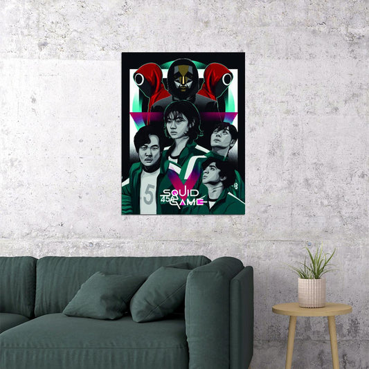 Squid Game 2021 Poster Iconic Survival Drama Netflix Series Artwork Wall Print - xonomax