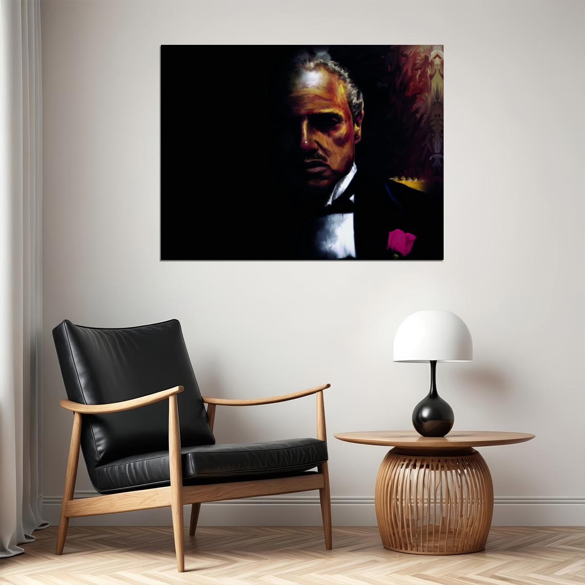 The Godfather 1972 Marlon Brando Poster Dark Portrait Mafia Movie Wall Print - xonomax