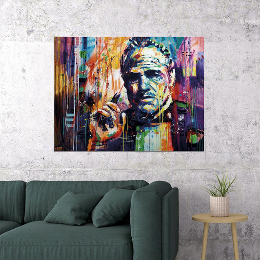 The Godfather 1972 Marlon Brando Poster Colorful Pop Art Style Mafia Film Wall Art - xonomax