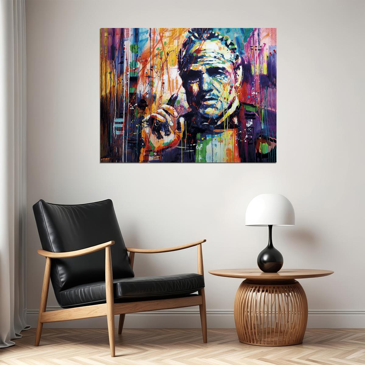The Godfather 1972 Marlon Brando Poster Colorful Pop Art Style Mafia Film Wall Art - xonomax