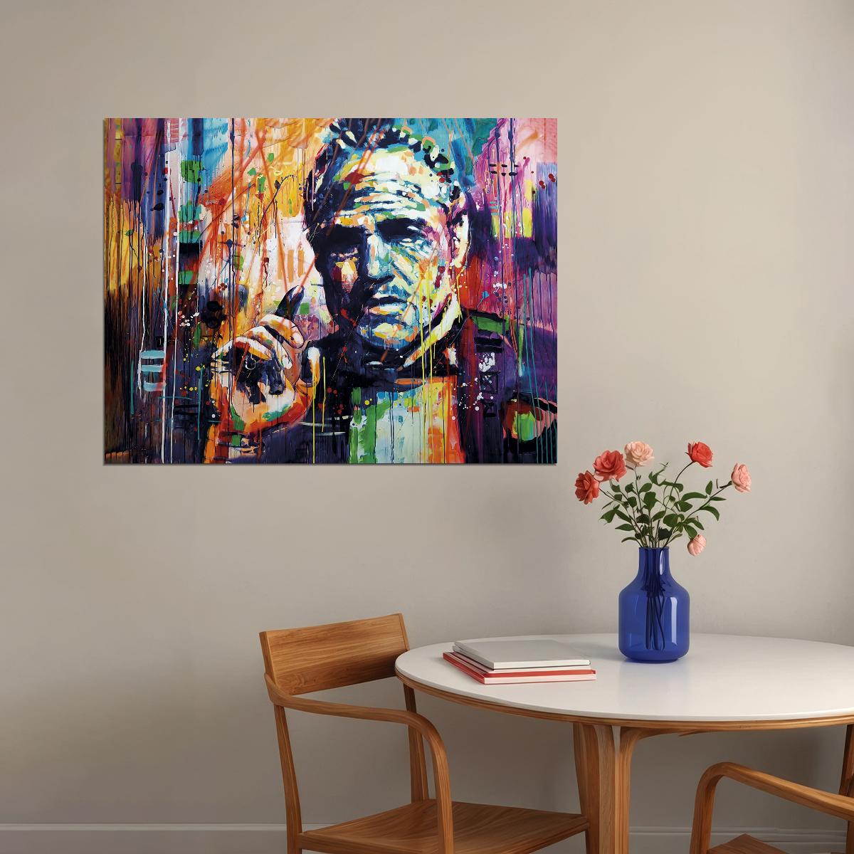 The Godfather 1972 Marlon Brando Poster Colorful Pop Art Style Mafia Film Wall Art - xonomax