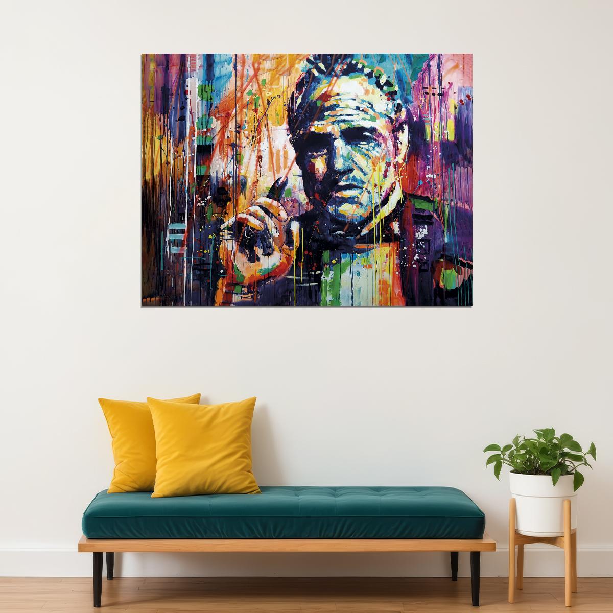 The Godfather 1972 Marlon Brando Poster Colorful Pop Art Style Mafia Film Wall Art - xonomax