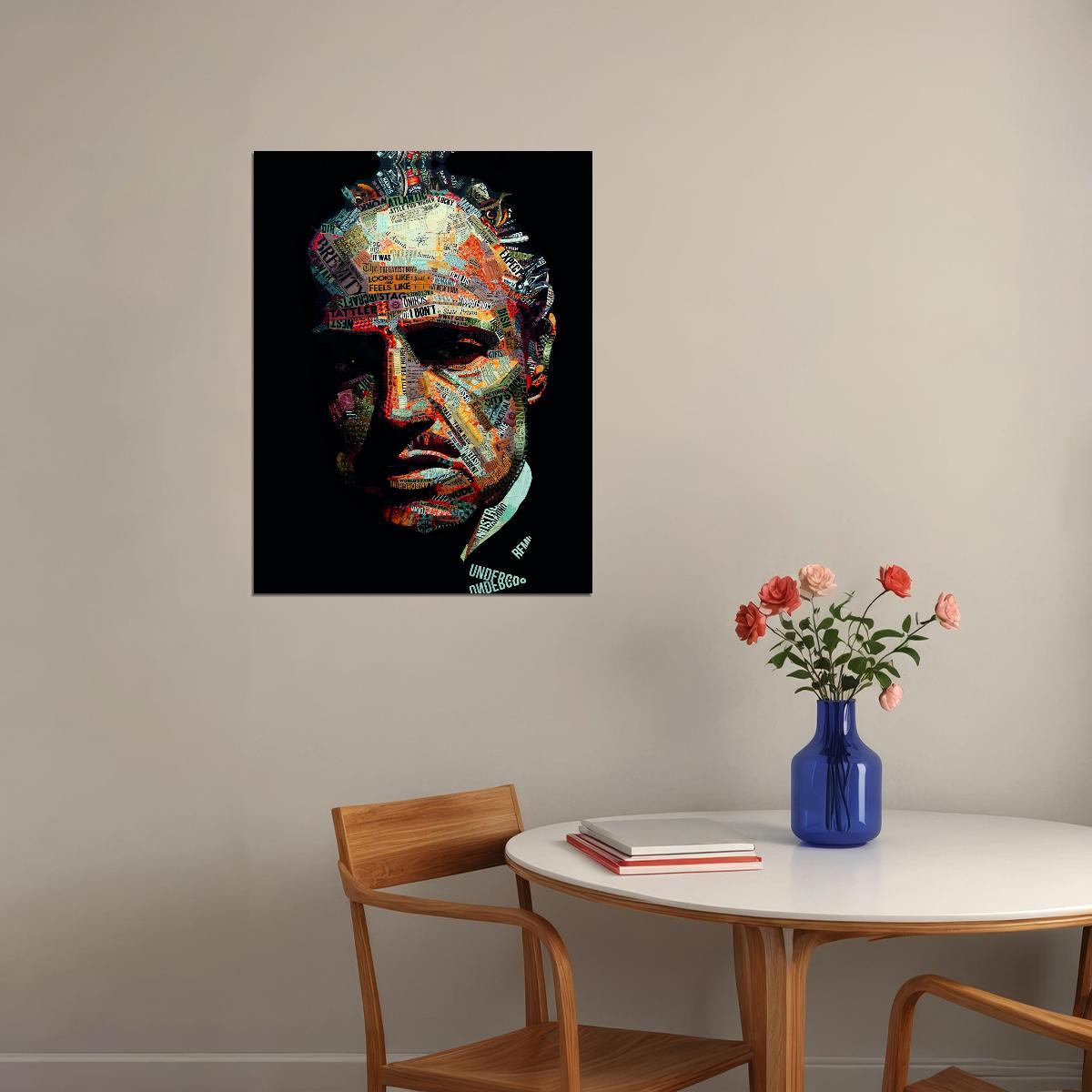 The Godfather 1972 Marlon Brando Poster Abstract Art Mafia Movie Iconic Wall Print - xonomax