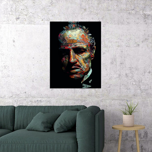 The Godfather 1972 Marlon Brando Poster Abstract Art Mafia Movie Iconic Wall Print - xonomax