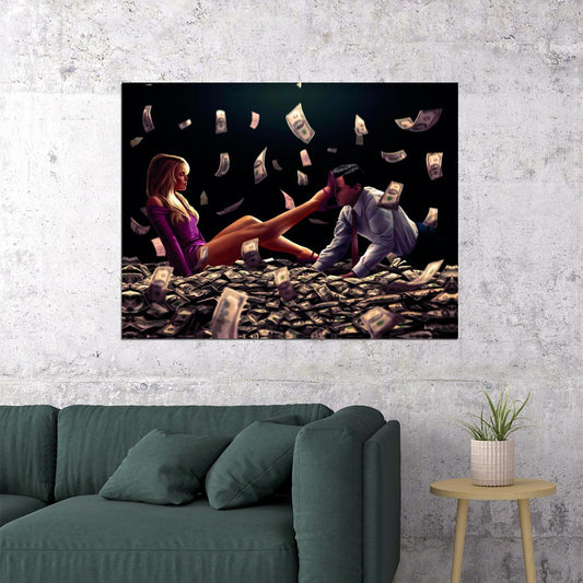 The Wolf of Wall Street 2013 Money Scene Poster Iconic Drama Leonardo DiCaprio Wall Art - xonomax