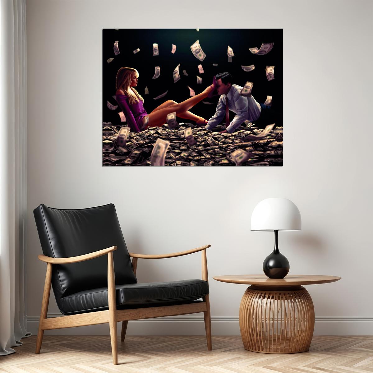 The Wolf of Wall Street 2013 Money Scene Poster Iconic Drama Leonardo DiCaprio Wall Art