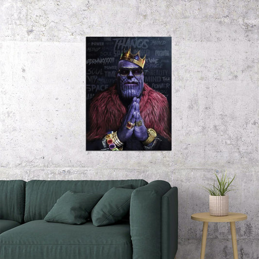 Thanos with Crown Poster Marvel Villain Pop Culture Crossover Wall Art Print - xonomax