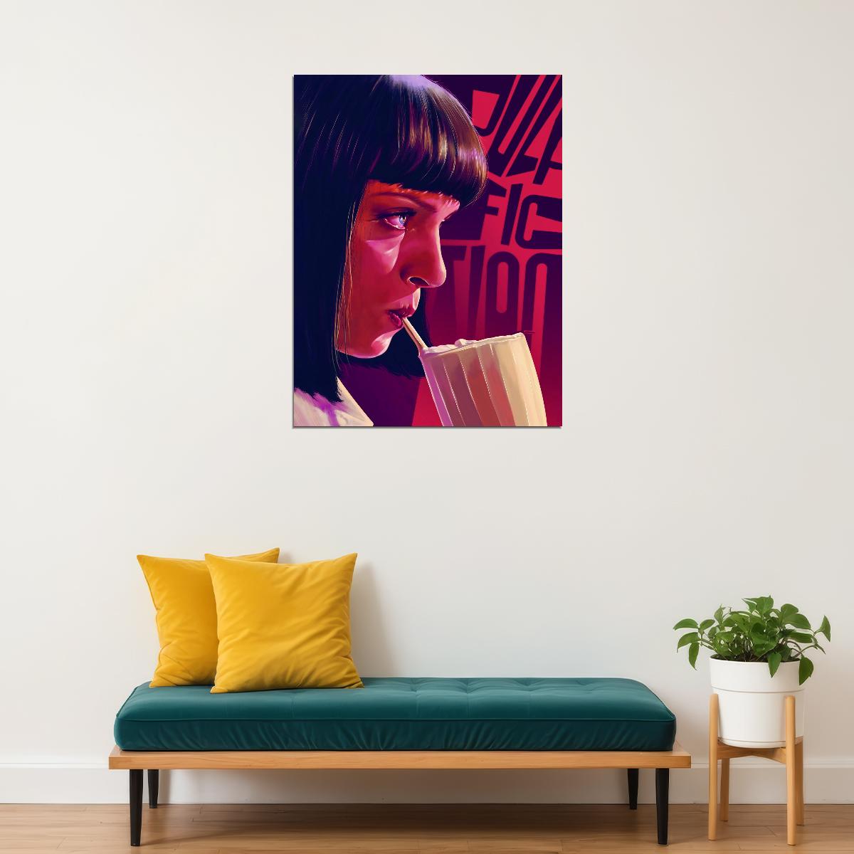 Pulp Fiction Movie Poster 1994 Mia Wallace Iconic Tarantino Film Vintage Wall Print - xonomax