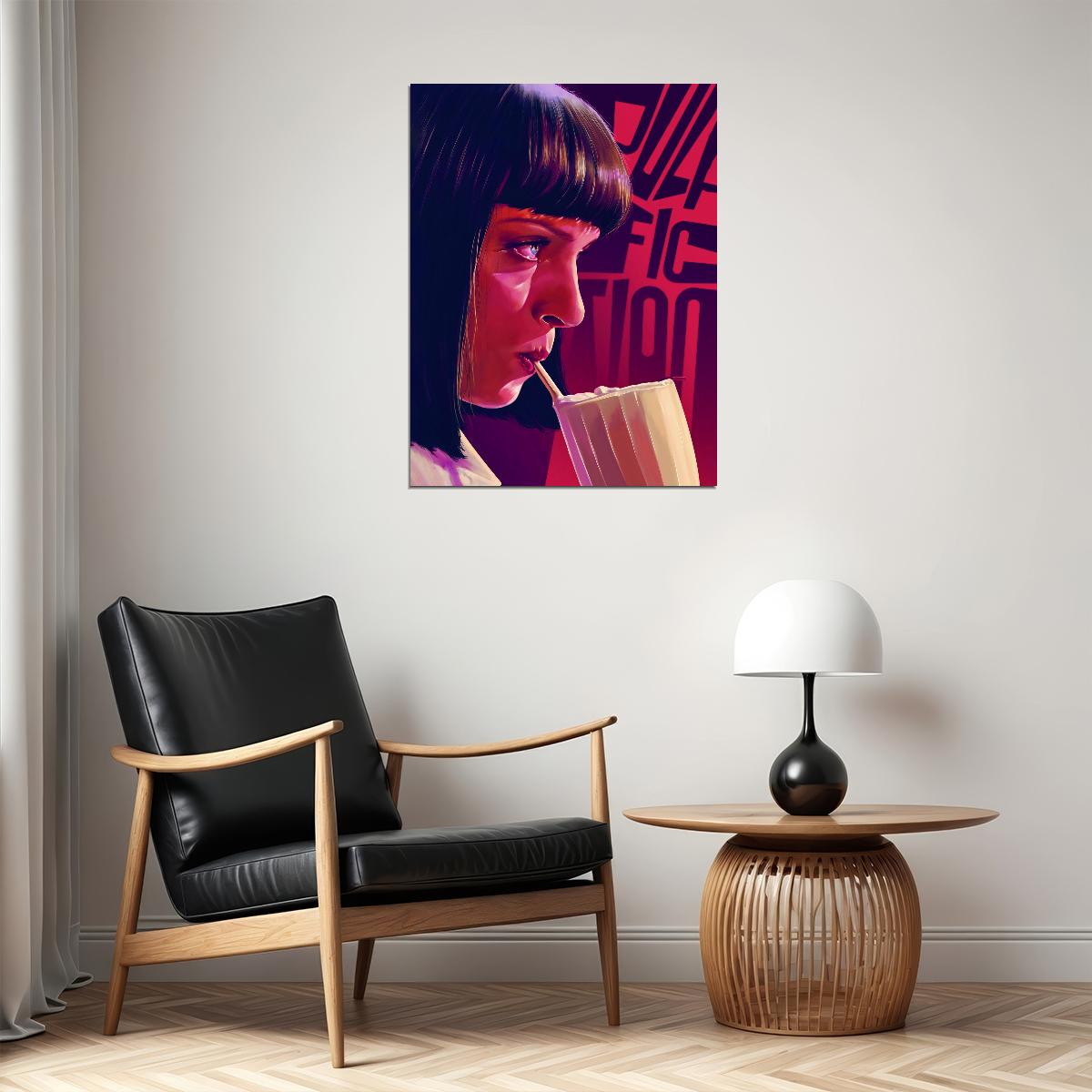 Pulp Fiction Movie Poster 1994 Mia Wallace Iconic Tarantino Film Vintage Wall Print - xonomax