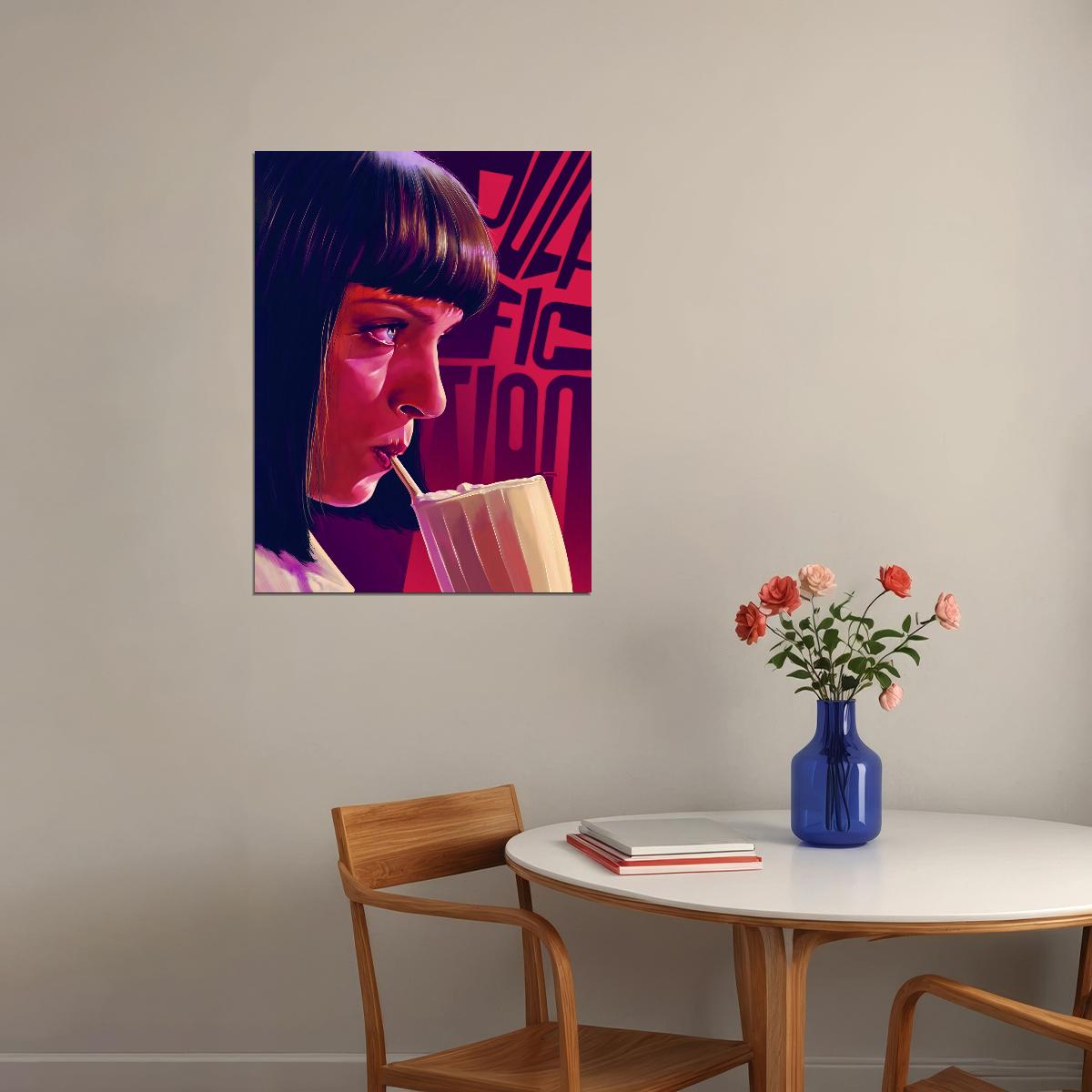 Pulp Fiction Movie Poster 1994 Mia Wallace Iconic Tarantino Film Vintage Wall Print - xonomax